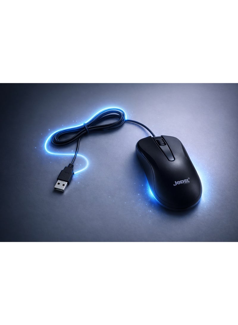 جي ديل طقم لوحة مفاتيح وماوس JEDEL G17 سلكي بمنفذ USB، تخطيط كامل بـ 104 مفاتيح مع لوحة أرقام، كتابة هادئة وتصميم متين للاستخدام المنزلي والمكتبي واليومي | إنجليزي / عربي - Image 4