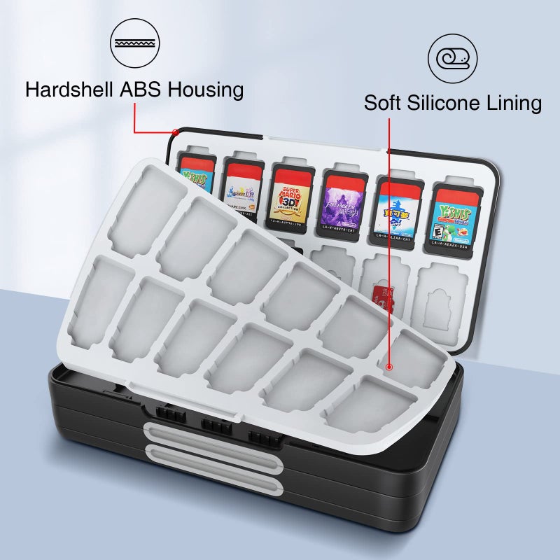 HEIYING Switch Game Card Case for Nintendo Switch 2/ OLED/Lite,Portable Travel Carry Case with 72 Game Card Slots and 24 Micro SD Cards Slots - Image 4