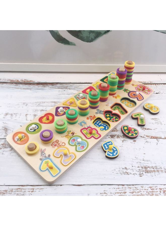 Beauenty Toys For Young Children Digital Building Blocks Early Education Jigsaw Puzzles Benefiting Intelligence Development Infants 1-2 Years Old 3 Boys Girls Baby-Color:Color Box Four-in-One Ocean Logarithmic Board  - Image 4
