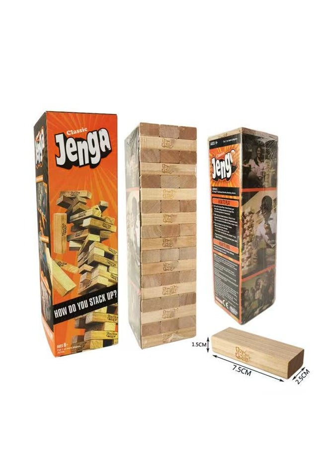 Hasbro Games 54 Pcs Genuine Hardwood Blocks,  Stacking Tower Party Game For Family And Kids Ages 6+, Fun Birthday Gift & Gift For All Occasions, 8.1x8.1x28cm 1 or More Players Players  - Image 1