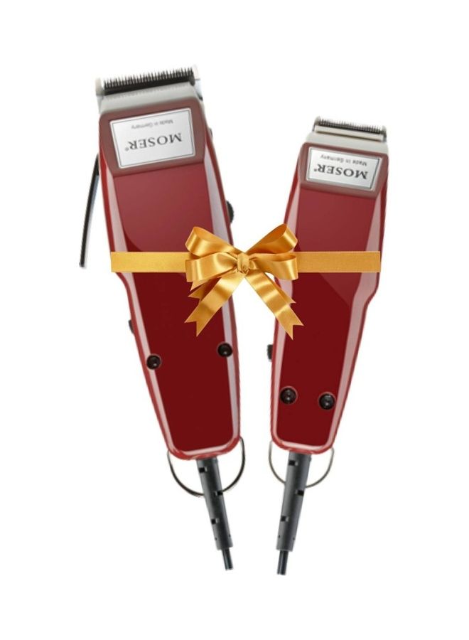 MOSER Set Of 2 Professional Corded Hair Clipper + Professional Corded Beard Trimmer Bundle Burgandy - Image 1