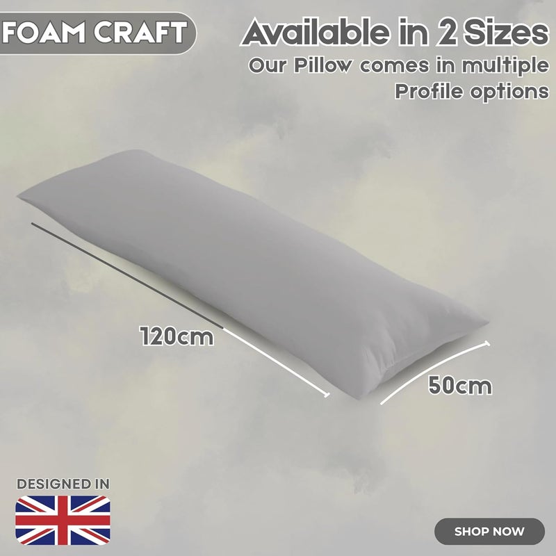 FOAM CRAFT Long Body Pillow with Cotton Cover - 50 x 120 cm - Light Grey - Image 2