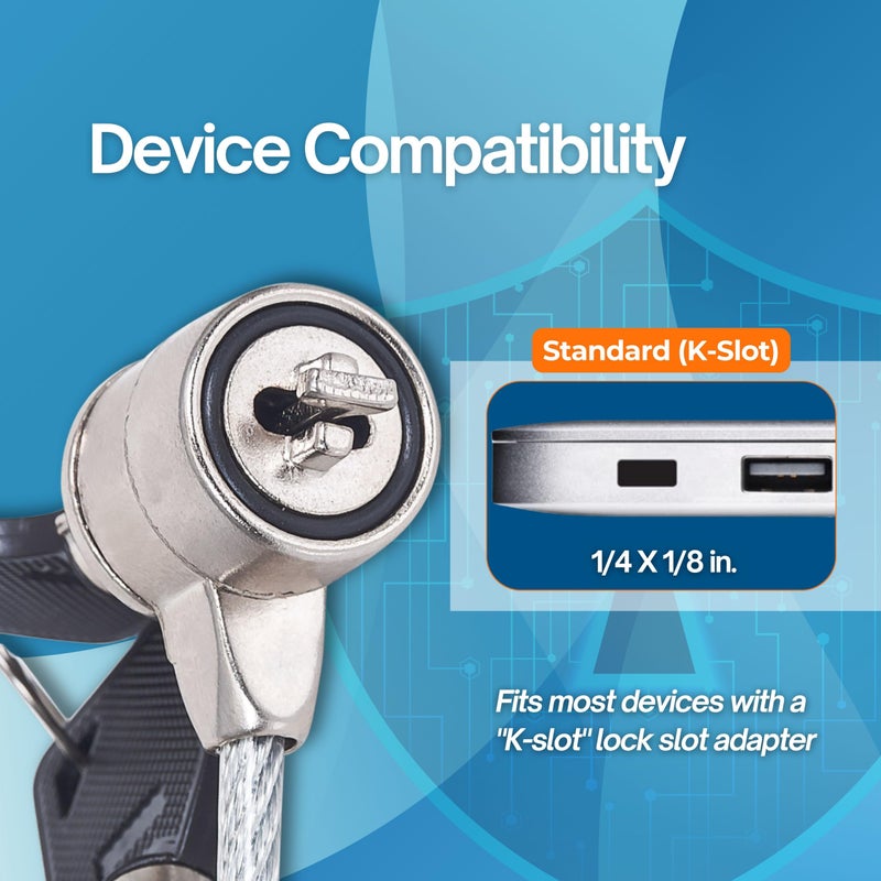 Manhattan Laptop Lock - with 4.6 ft Security Cable, K-Slots, Radial Lock Design with 2 Keys Included - For Computer, Notebook, Displays, Projector and Mobile Devices â€“ Lifetime Mfg Warranty â€“ 440271 - Image 4
