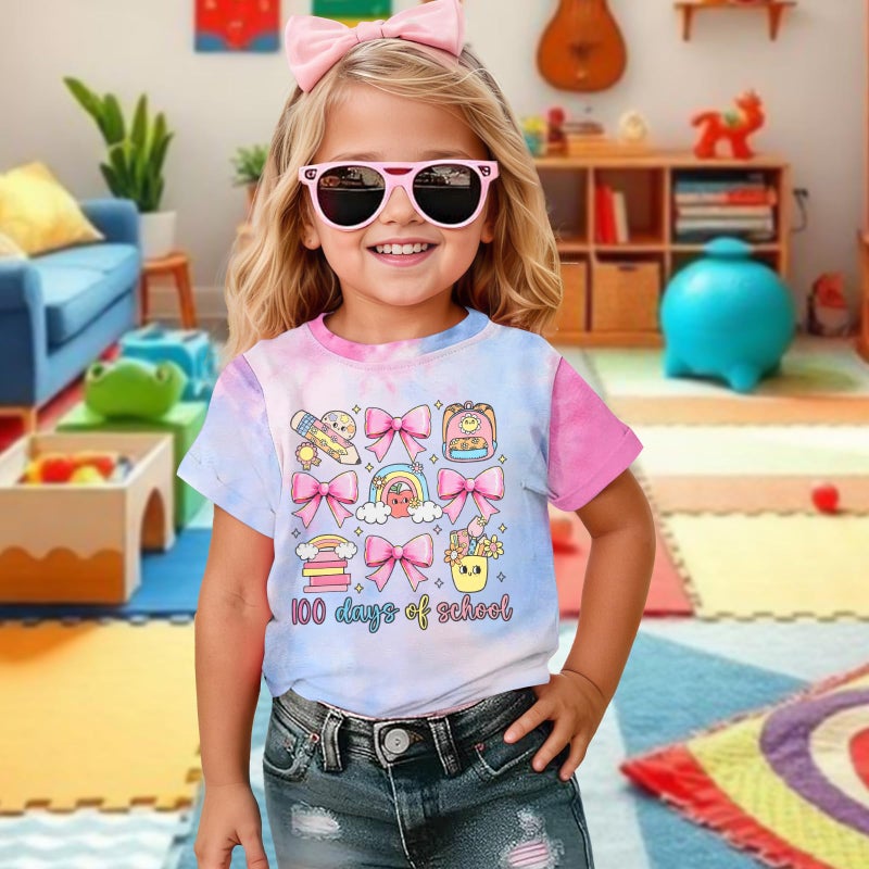 FASHGL 100th Day of School Teachers Kids Girls Kindergarten Tshirts Happy 100 Days Celebration Soft Cotton Tee - Image 3