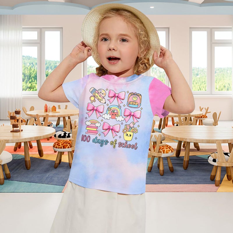 FASHGL 100th Day of School Teachers Kids Girls Kindergarten Tshirts Happy 100 Days Celebration Soft Cotton Tee - Image 5