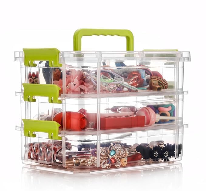 Copelle 3 Layer Plastic Storage Containers, Multipurpose Clear Stack & Carry Box, Portable Craft Organizers, and Storage Bin for Organizing Arts & Crafts, Sewing, Stationery Box,(Multicolor) - Image 5