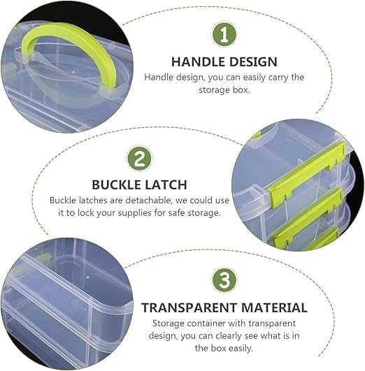 Copelle 3 Layer Plastic Storage Containers, Multipurpose Clear Stack & Carry Box, Portable Craft Organizers, and Storage Bin for Organizing Arts & Crafts, Sewing, Stationery Box,(Multicolor) - Image 4