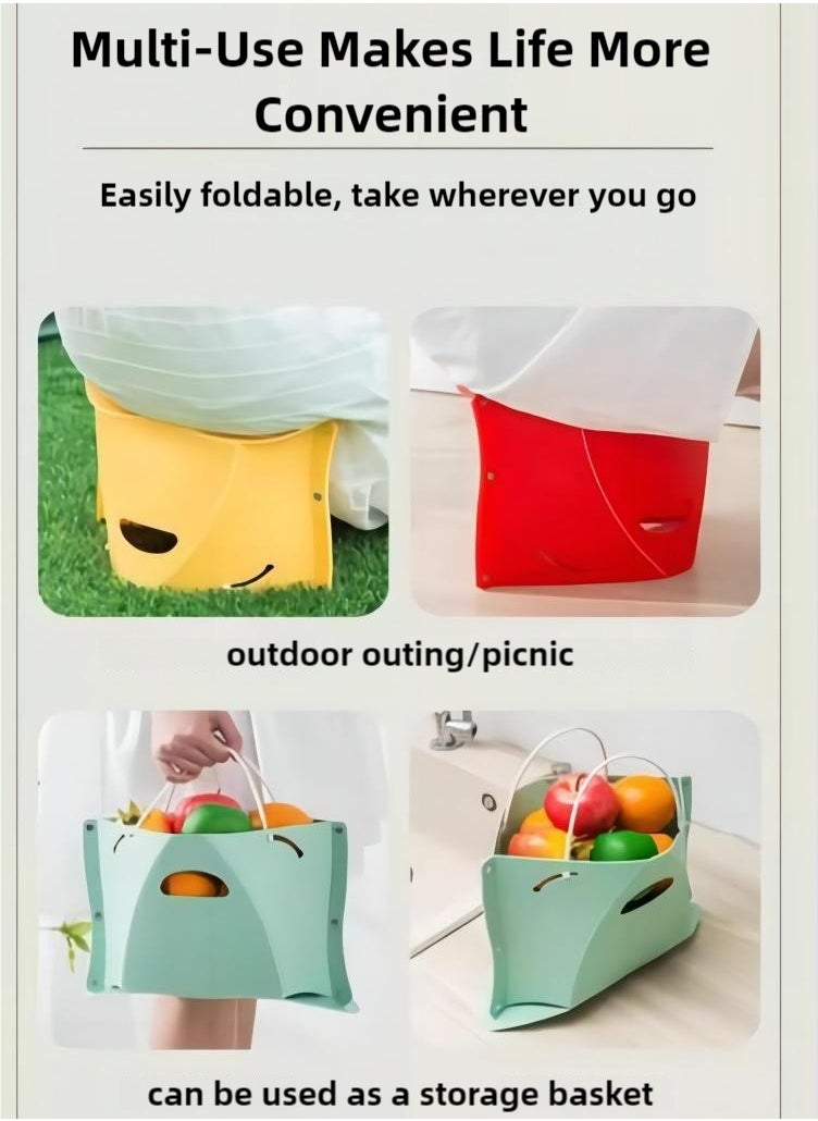 Nakhl Multi-Functional stool，Outdoor Folding Stool, Convenient Carrying Basket Plastic Stools，Carrying Basket， For Camping,Fishing,Travel  - Image 2