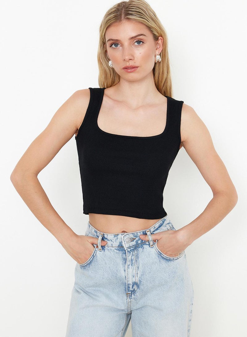trendyol Black-White 2-Pack Fitted/Fitted Stretch Knitted Blouse TWOSS24BZ00583 - Image 2
