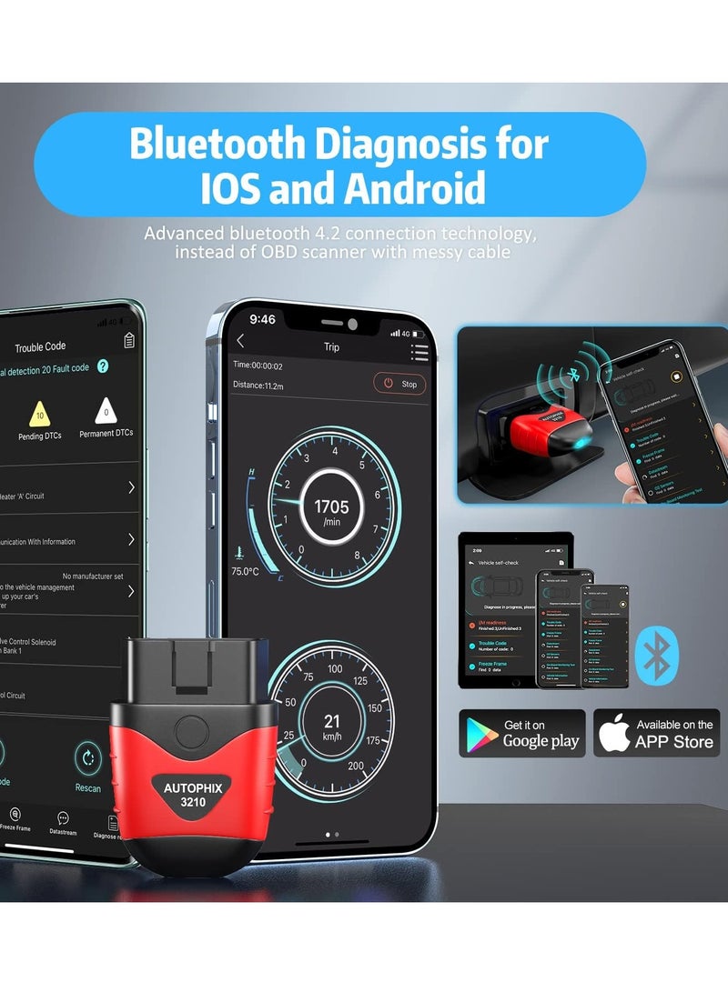 AutoPhix Bluetooth OBD2 Scanner Enhanced Universal Car Code Readers & Scan Tools Diagnostic Scanner with Performance Test Battery Test Check Engine Light Exclusive APP for iPhone, iPad & Android - Image 5