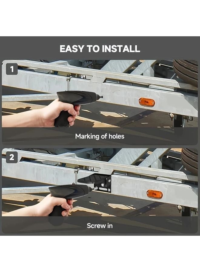 Black 2PCS RV Trailer Folding Foot Steps Heavy Duty Non Slip Step Stool - Image 4