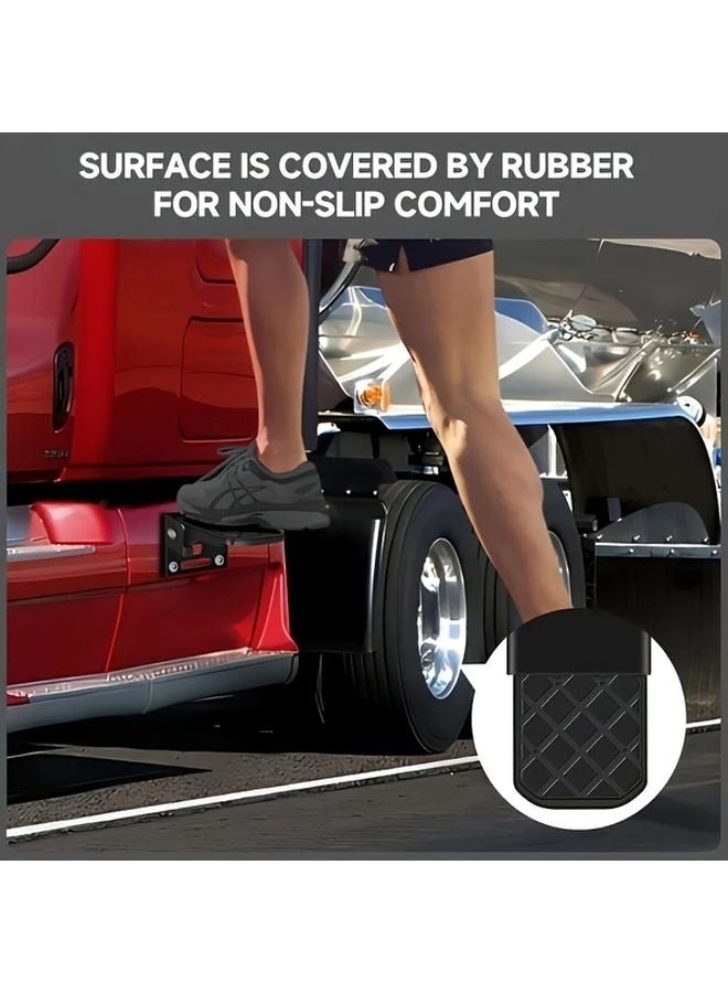 Black 2PCS RV Trailer Folding Foot Steps Heavy Duty Non Slip Step Stool - Image 5