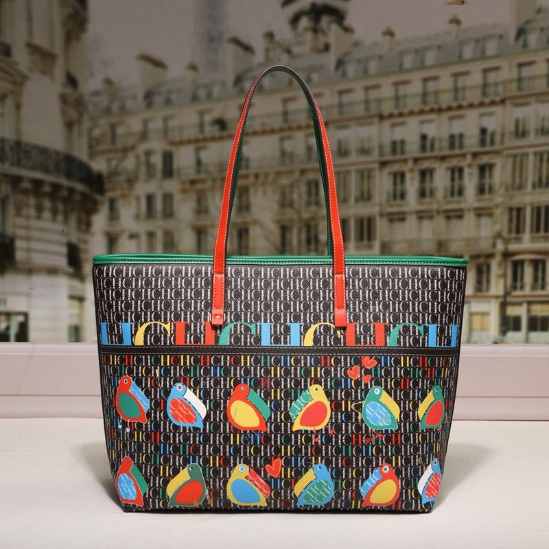 Chhc Women'S Large Capacity Design Handbag Printed Pattern Zipper Style Shoulder Tote Bag - Image 1