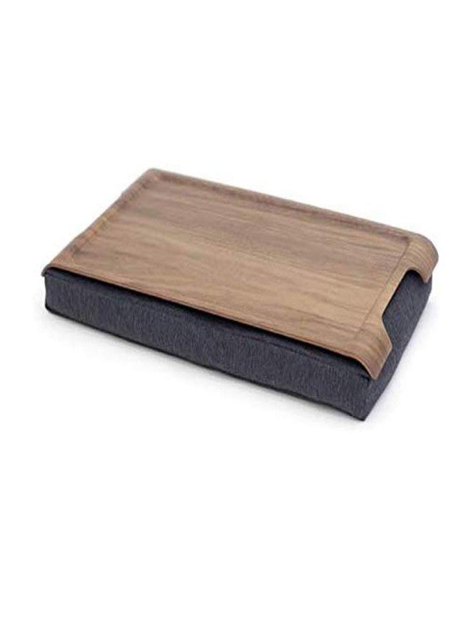 bosign Mini Multi-Purpose Laptray, Anti-Slip, Walnut Wood, Salt and Pepper Gray Cushion - Image 1