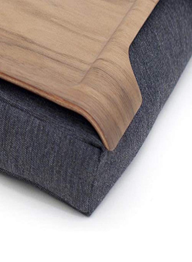 bosign Mini Multi-Purpose Laptray, Anti-Slip, Walnut Wood, Salt and Pepper Gray Cushion - Image 2
