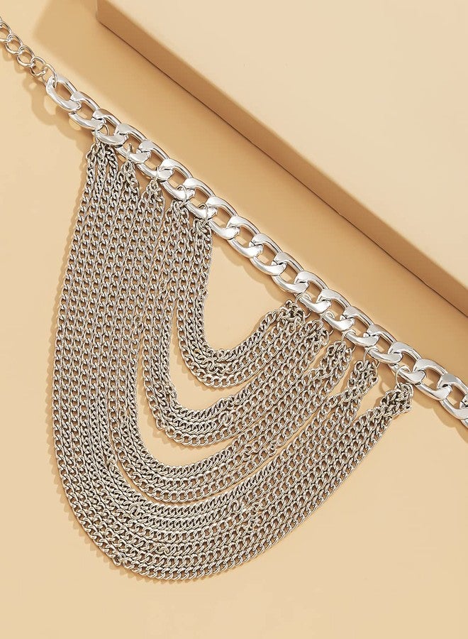Chargances Punk Silver Tassel Ankle Chains for Women Layered High Heel Anklet Shoes Chain for Women Gift Party (Silver) - Image 4