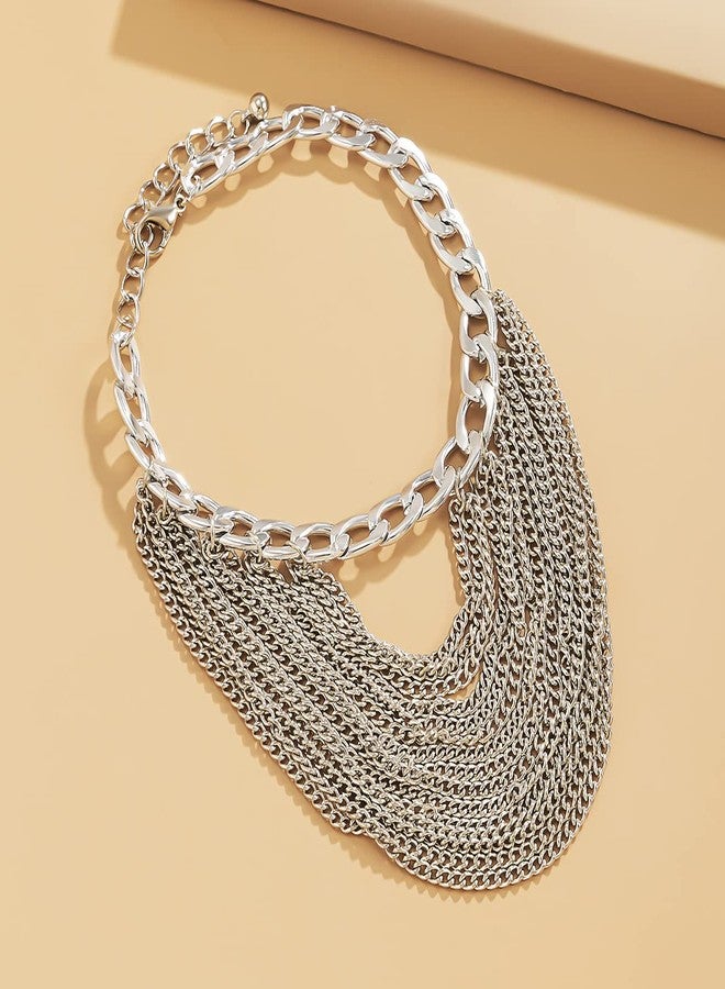 Chargances Punk Silver Tassel Ankle Chains for Women Layered High Heel Anklet Shoes Chain for Women Gift Party (Silver) - Image 5