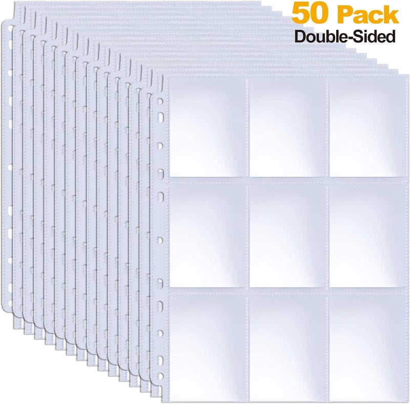 ABLY 900 Pockets Baseball Card Sleeves, Double Side 9-Pocket Trading Card Binder Sleeves Page Protectors Sheet for Skylanders, Pokemon, Top Trumps for 3 Ring Binder(50 Pages) - Image 5