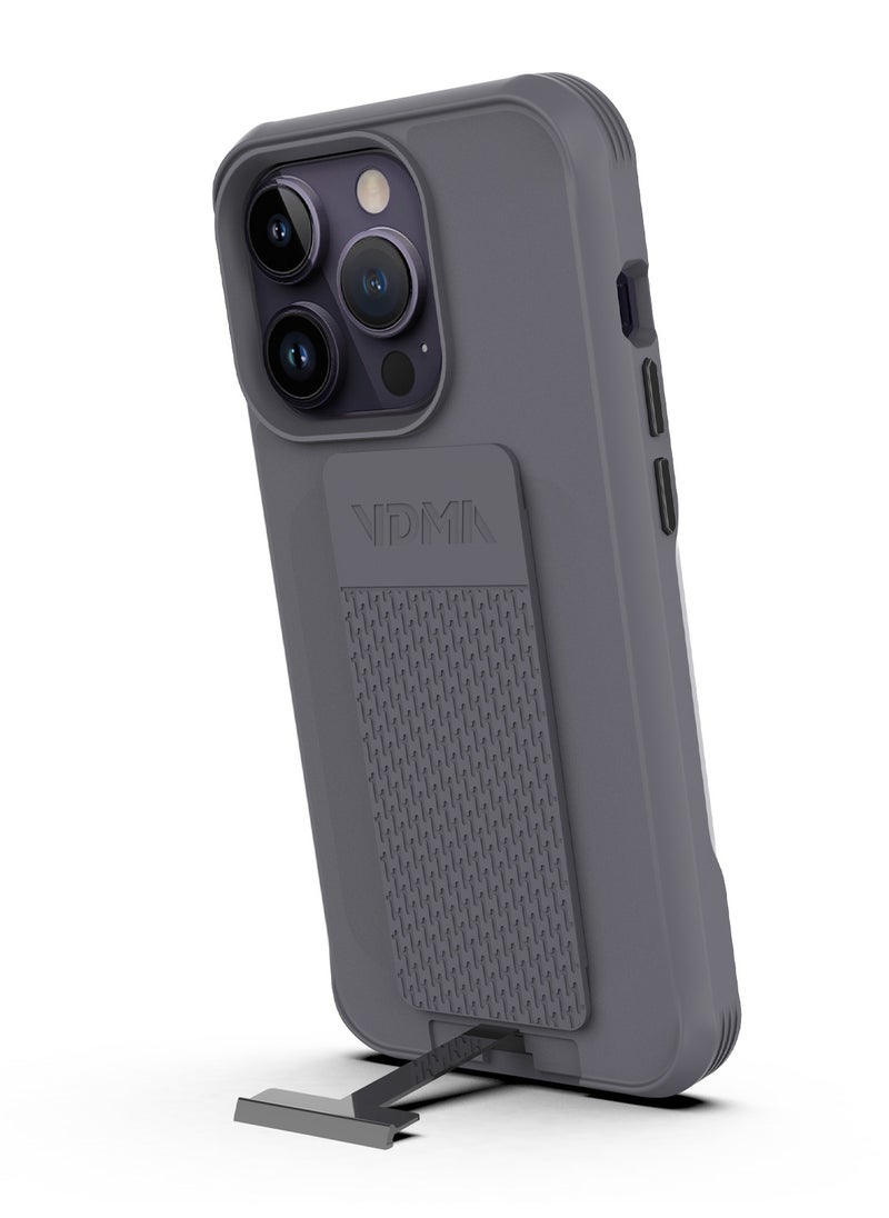MARVN - iPhone 14 Plus Case by VDMA Special Case Compatible with iPhone 14 Plus - Gray, Shock-Resistant with Hand Strap, Built-In Kickstand, Magnetic Support for Enhanced Protection - Image 1