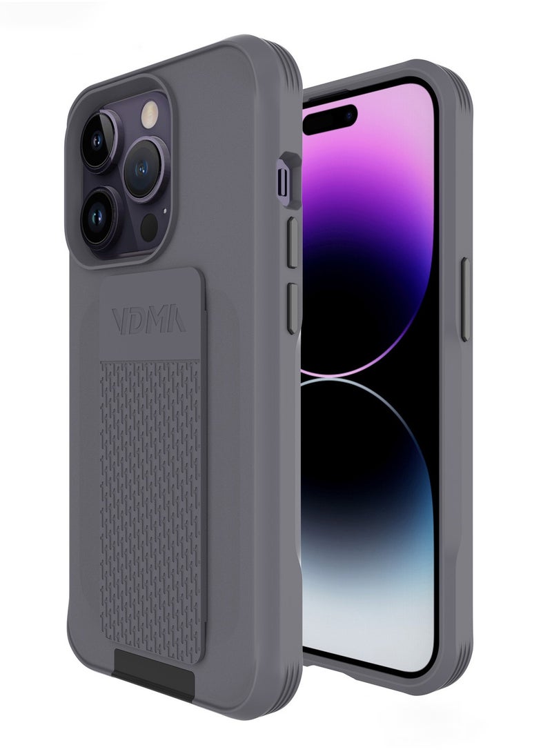 MARVN - iPhone 14 Plus Case by VDMA Special Case Compatible with iPhone 14 Plus - Gray, Shock-Resistant with Hand Strap, Built-In Kickstand, Magnetic Support for Enhanced Protection - Image 1
