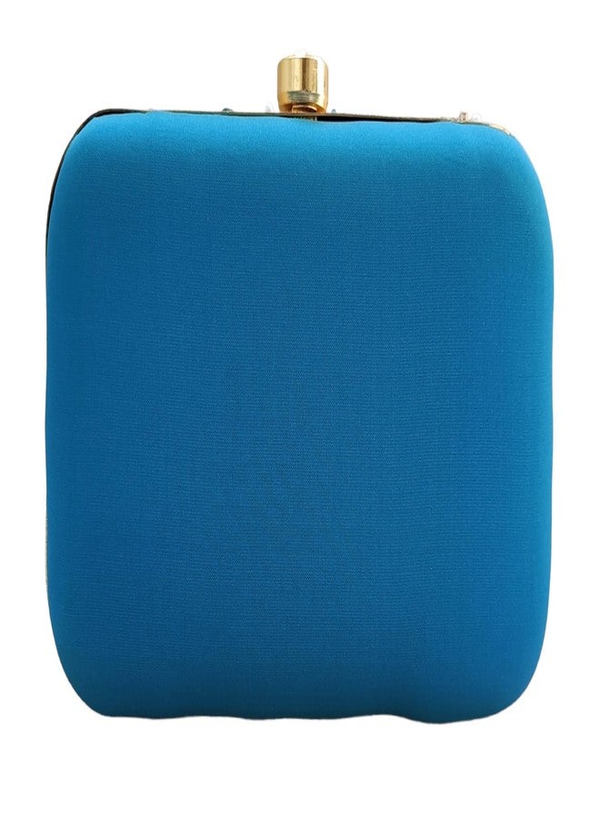 DUCHESS Women Hand Embroidered Sequins Box Clutch for Wedding Party (Blue) - Image 4