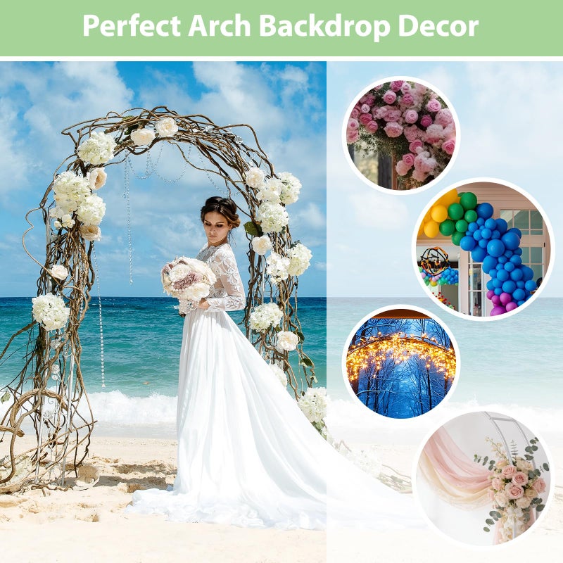 RUBFAC 7.8ft Metal Wedding Arch Frame, White Garden Trellis for Climbing Plants Outdoor, Garden Arbors and Arches Party Archway for Flower Rose Vines Birthday Bridal Christmas Decoration - Image 5