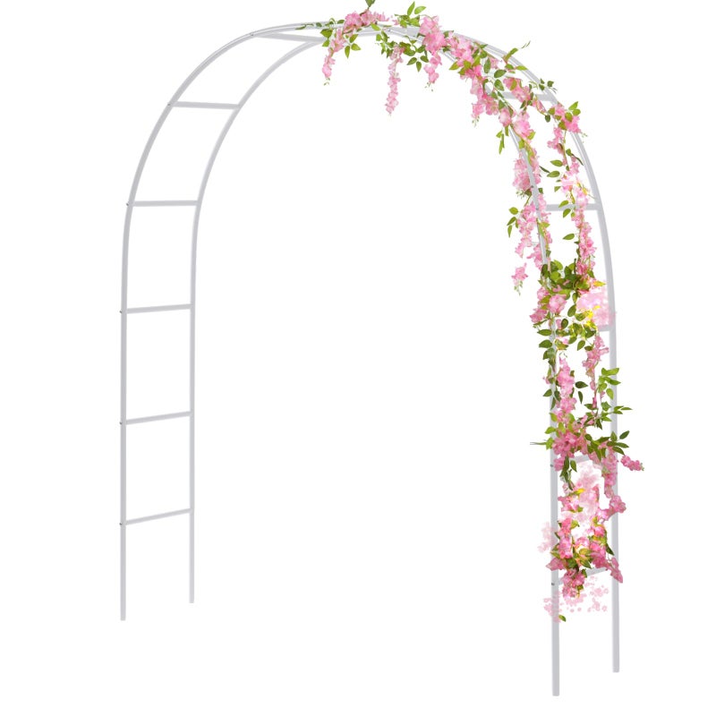 RUBFAC 7.8ft Metal Wedding Arch Frame, White Garden Trellis for Climbing Plants Outdoor, Garden Arbors and Arches Party Archway for Flower Rose Vines Birthday Bridal Christmas Decoration - Image 1