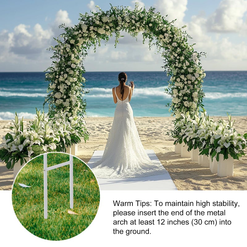 RUBFAC 7.8ft Metal Wedding Arch Frame, White Garden Trellis for Climbing Plants Outdoor, Garden Arbors and Arches Party Archway for Flower Rose Vines Birthday Bridal Christmas Decoration - Image 4