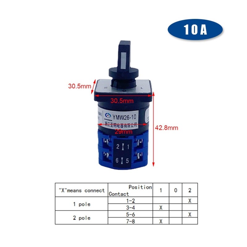 LW26 10A Rotary Cam Switch Universal Transfer Multi Position Two Section Level Silver 1234 - Image 3