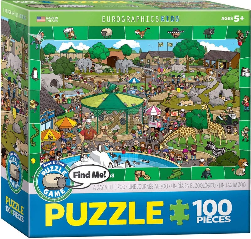 eurographics A Day at the Zoo  Spot and Find Puzzle 100Piece - Image 1