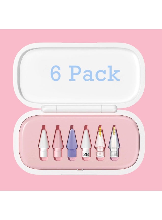 6 Pack Replacement Pencil Tips with Case for Apple iPad 2nd / 1st Generation - Sensitive and Precise Control iPencil Nibs Compatible with iPad for Pencil USB C/ 2nd/ 1st Gen Apple Pen - Image 1