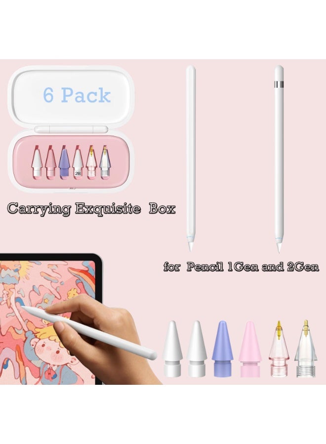 6 Pack Replacement Pencil Tips with Case for Apple iPad 2nd / 1st Generation - Sensitive and Precise Control iPencil Nibs Compatible with iPad for Pencil USB C/ 2nd/ 1st Gen Apple Pen - Image 3
