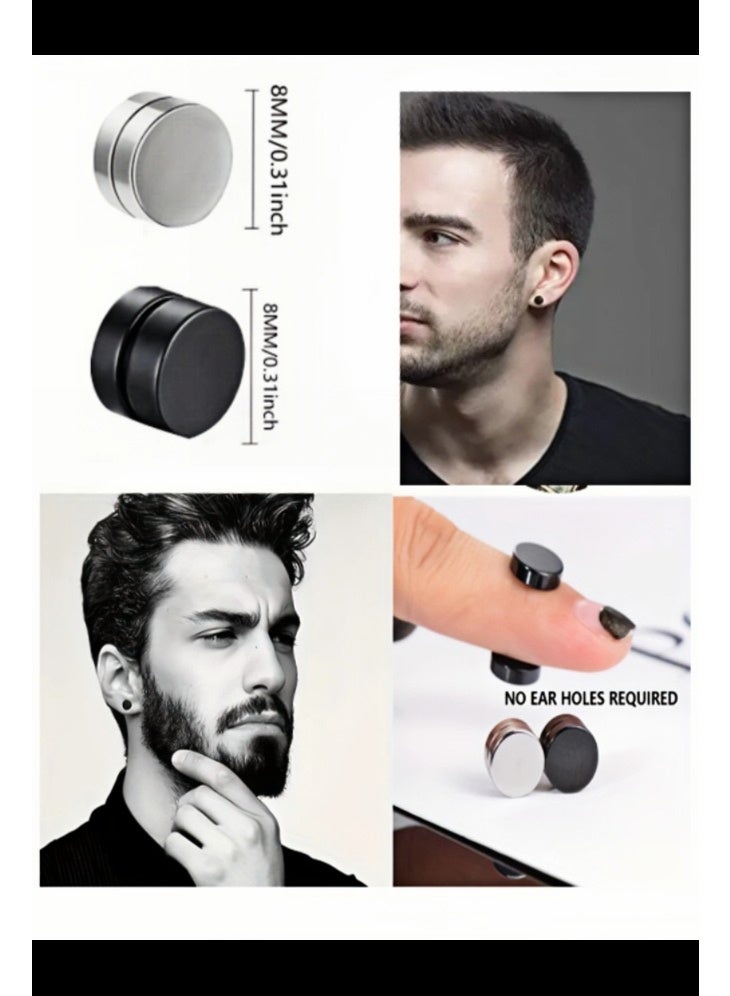 PORSTOO 1 Pair Non Pierced Earrings Magnetic Clip On Hypoallergenic Stainless Steel Minimalist Studs for Daily Wear - Image 5