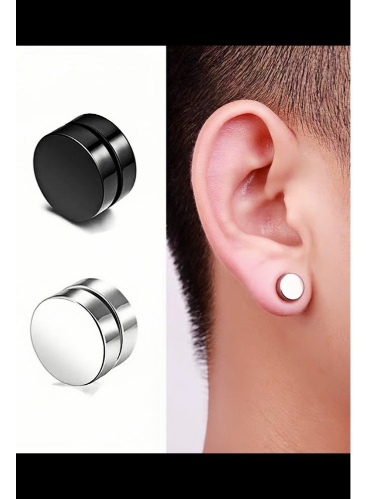 PORSTOO 1 Pair Non Pierced Earrings Magnetic Clip On Hypoallergenic Stainless Steel Minimalist Studs for Daily Wear - Image 4