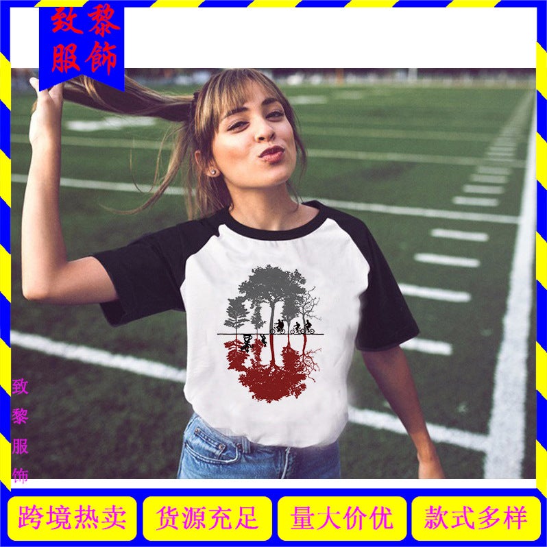 Strange Things 3 Printed Women'S Raglan T-Shirt Women'S Short Sleeve Wish - Image 2