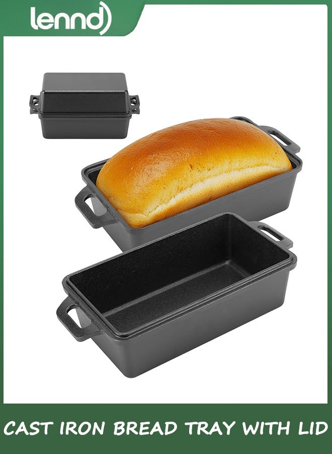 LENND Cast Iron Loaf Pan with Lid | Bread Baking Pans | Even Heat Distribution for Homemade Bread, Cake, Meatloaf - Image 1
