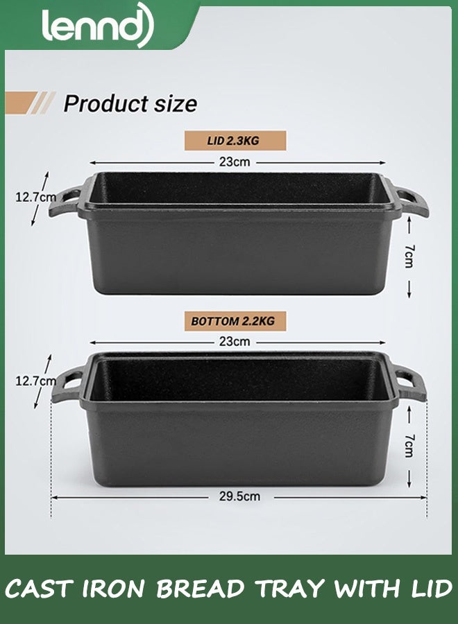 LENND Cast Iron Loaf Pan with Lid | Bread Baking Pans | Even Heat Distribution for Homemade Bread, Cake, Meatloaf - Image 2