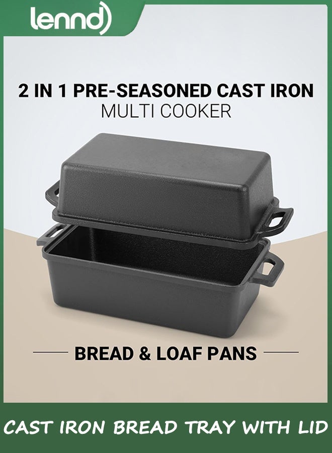 LENND Cast Iron Loaf Pan with Lid | Bread Baking Pans | Even Heat Distribution for Homemade Bread, Cake, Meatloaf - Image 3
