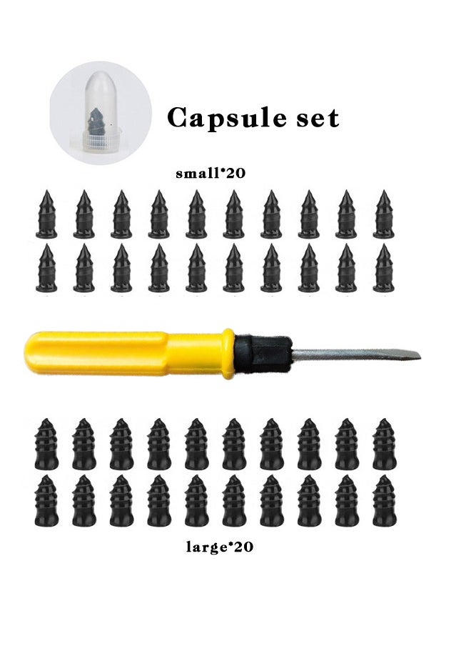 Realfrog 40-Piece Set Of Tire Repair Rubber Nails Tire Repair Rubber Screw Quick Tool Self-Service Suitable For Car Motorcycle Jeep Tire Puncture Repair 20 Pieces Large Size 20 Pieces Small Size  - Image 2
