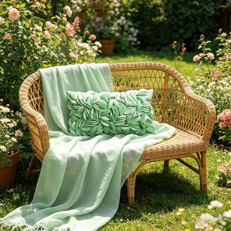 KINGROSE 3D Flower Accent Throw Pillow Cover Soft Pillow Case Sham Decorative Cushion Cover for Home Decor Sofa Couch Bedroom 12 x 20 Inches Solid Suede Mint Green - Image 3