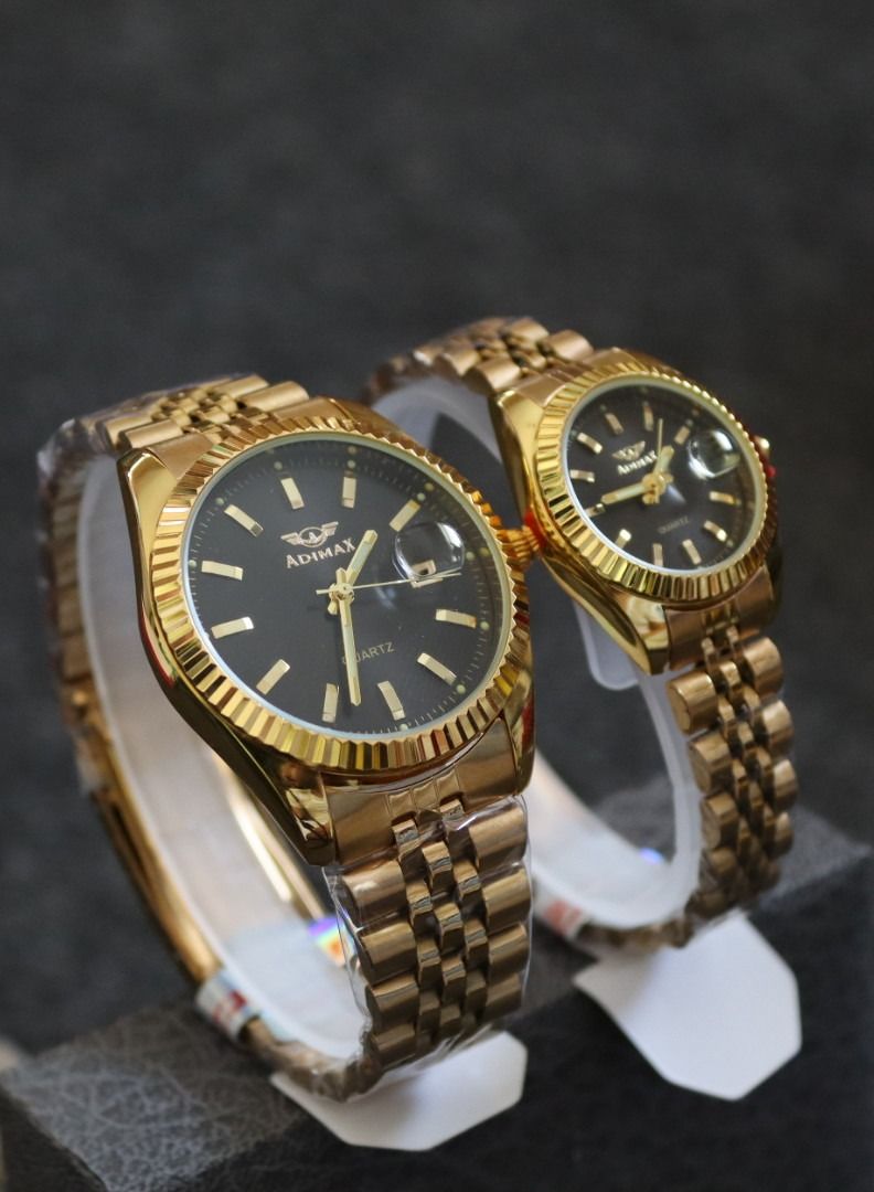 Admax Set of couple men's and women's watches in gold and black - Image 2