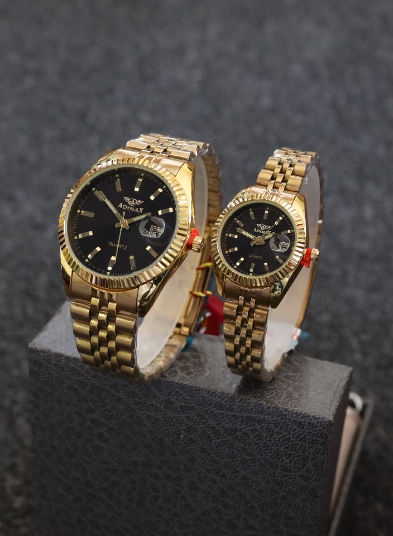 Admax Set of couple men's and women's watches in gold and black - Image 1