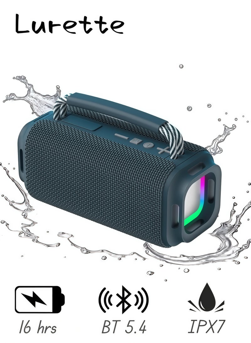 Lurette Portable Wireless Bluetooth Speaker with HD Sound, Bluetooth 5.4, 15W Dual Speaker, 16H Playtime, IPX7 Waterproof and Drop-Proof, TWS Pairing, for Outdoor/Home/Party/Beach (Square) - Blue - Image 1