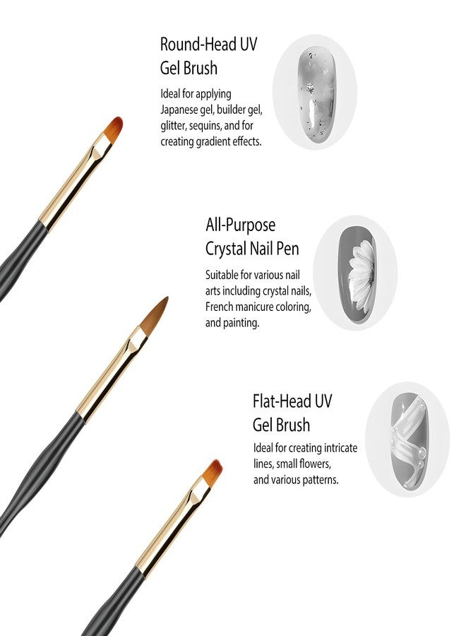 Kootinn Nail Brush Wooden Nail Brush Acrylic Nail Art Brushes Nail Pens Nail Gradient Brush Nail Design Brushes Nail Art Tools （5Pcs for pack） - Image 3