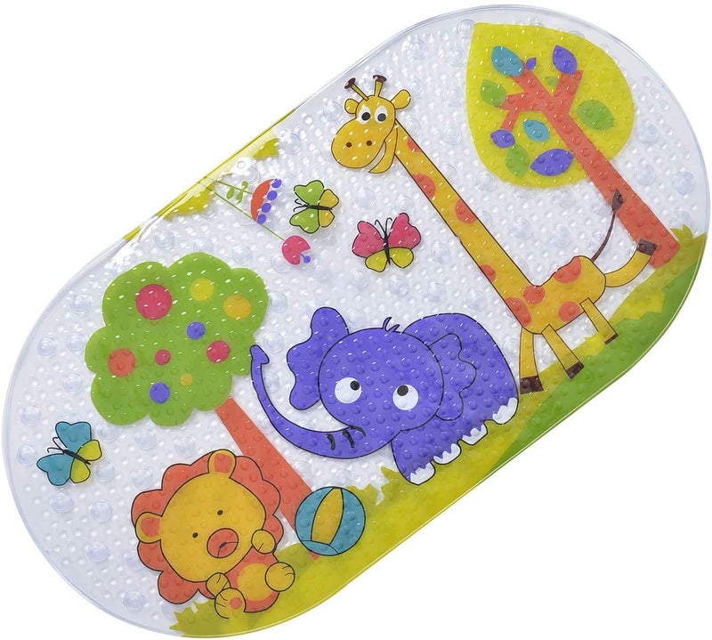 BIGTREE Kids Bath Mat NonSlip Shower Mat AntiBacterial Anti Mould Shower Tub Mat Coloured Washable Bathtub Mat for Babies Toddlers Children Cute Animals Pattern