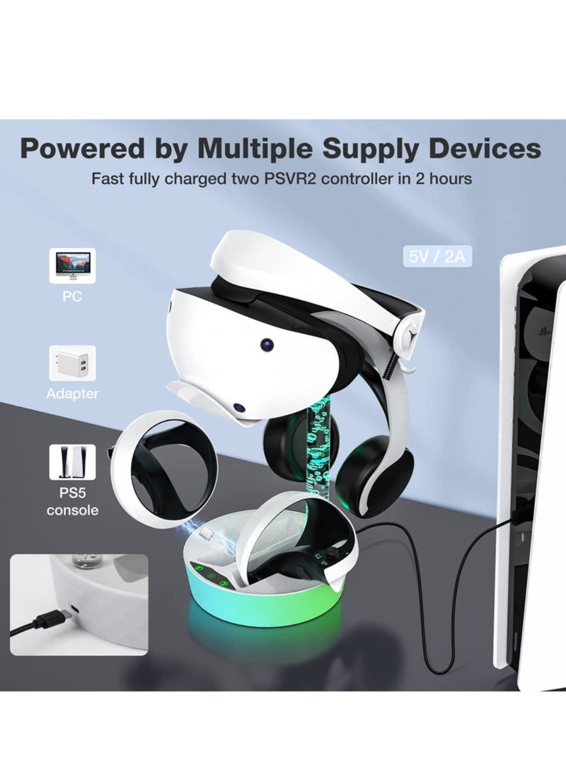 كابتن تيك محطة شحن وحدة التحكم لـ PS VR2، شحن سريع لحامل عرض سماعة الرأس PSVR2 وشاحن مع 4 وصلات مغناطيسية، شاحن لايتنينج مع أضواء شاشة LED، قاعدة تنظيم لـ PS VR 2 - Image 5