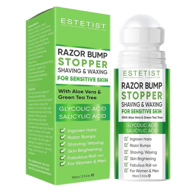 ESTETIST Razor Bump Solution Roll-On for Sensitive Skin, Ingrown Hair & Razor Burn Care Serum with Aloe Vera & Tea Tree, Soothing After Shave Skin Care for Bikini Area, Face, Neck & Legs - Image 1