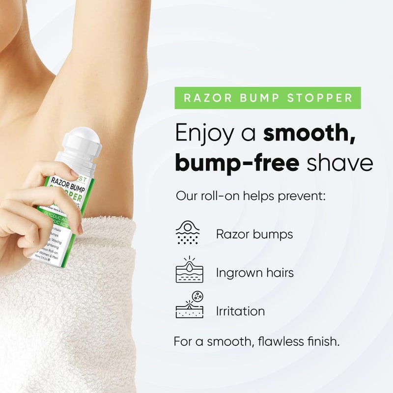 ESTETIST Razor Bump Solution Roll-On for Sensitive Skin, Ingrown Hair & Razor Burn Care Serum with Aloe Vera & Tea Tree, Soothing After Shave Skin Care for Bikini Area, Face, Neck & Legs - Image 2