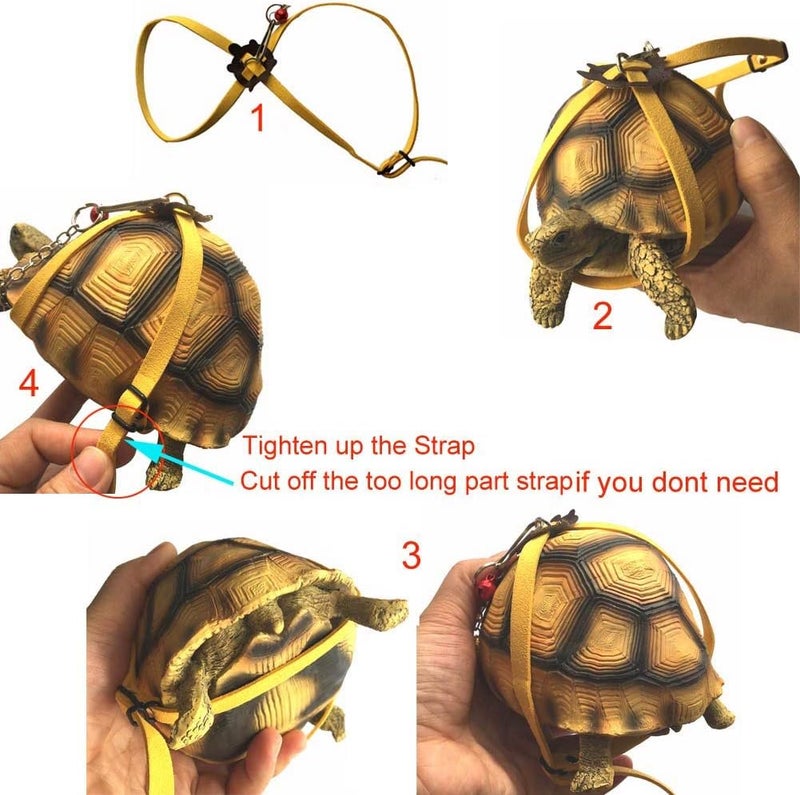 ebamaz Leather Harness Strap for Tortoise/Turtle Pet Walking Lead Control Rope Chest Collar (M) - Image 4