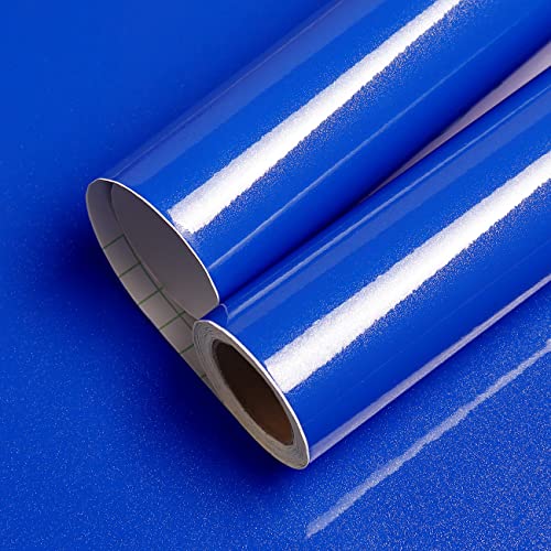 ERATO Glossy Wallpaper Peel & Stick Vinyl Contact Paper Self Adhesive Wallpaper for Kitchen Cabinets Furniture Countertop Removable Waterproof Wallpaper (Royal Blue Glossy, 2 Feet x 7 Feet) - Image 1